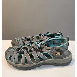 Keen Whisper men’s 9.5 Waterproof Sport Sandals Gray Teal Hiking Water Shoes